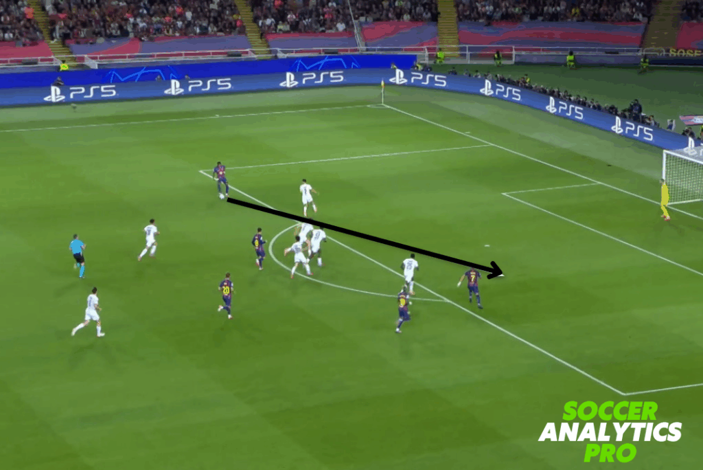 Spielszene Barcelona gegen PSG – intensiver Zweikampf um den Ball